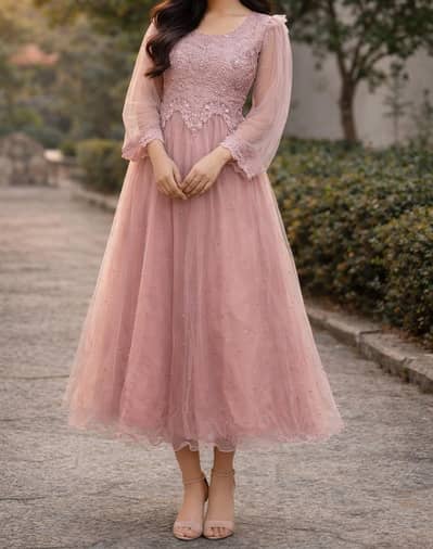 Beautiful Party Wear Dress for Girls - Net & Lace Work