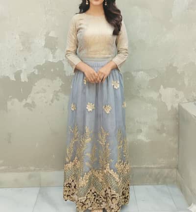 Stunning Grey & Gold Embroidered Lehenga