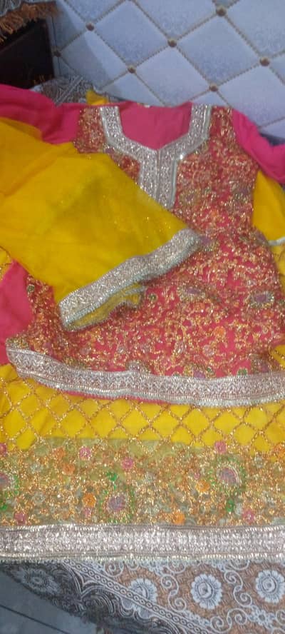 lehnga h large girls size pink and yellow