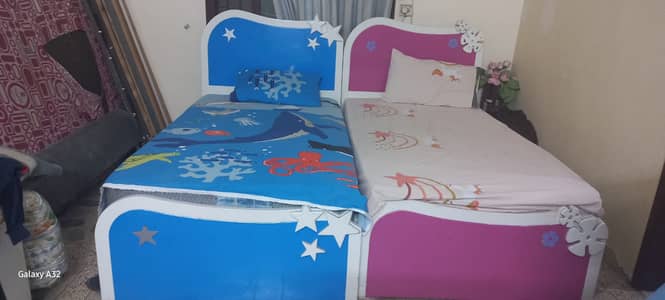 Beds for kids with mattress are for sale (colorful and beautiful)