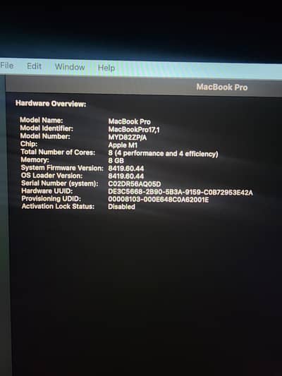 Macbook pro 13 inch 2020 | M1 Chip | 8gb 256gb |