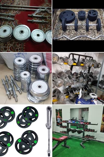 rubber dumbbell weight plates chrome plate multi bench press olympic