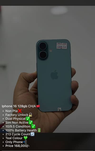 Apple iPhone 16 factory unlock teal colour