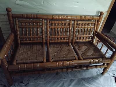 5 seater canne sofa with joot sitting newly polished