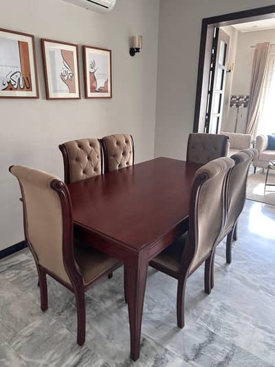 Wooden Dining Table with 6 Chairs