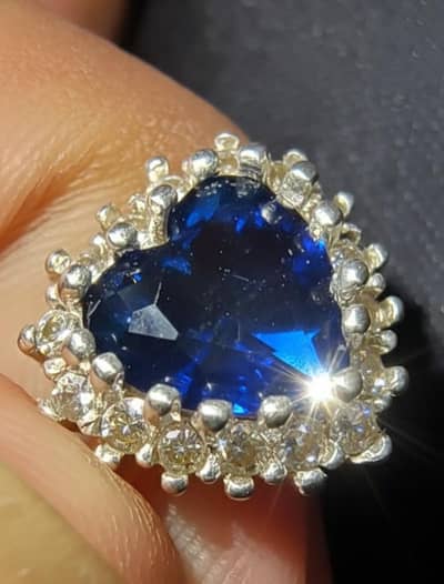 Sterling Silver 925 lab-created Sapphire neelum & Cubic Zirconia Ring
