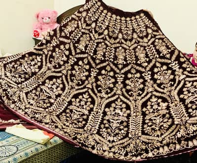 Velvet Mehroon Designer lehnga With Blouse