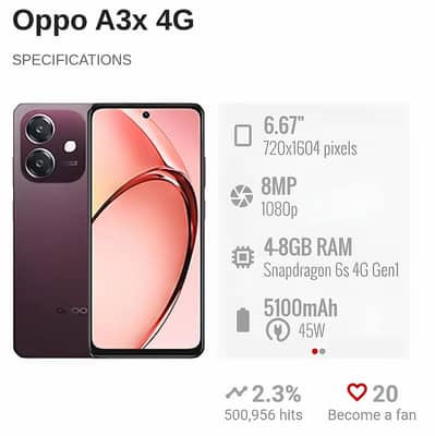 oppo a3x 4 64 5100 mAh battery 45 wat charger fasst
