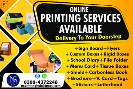 Printing services, diary, flyer, sticker, tissue box, catalog, stande