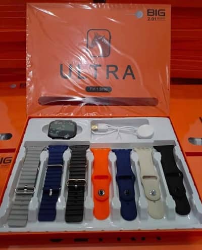 Smart Watch 7 IN 1 STRAPS With Free Gift Of EARPODS.
