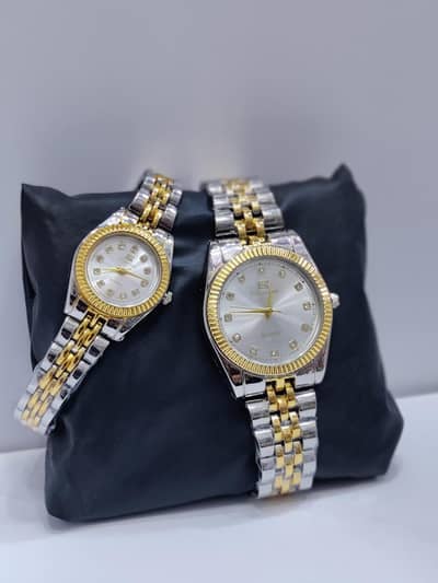 Elegant Two-Tone Couple Watch Set - Silver & Gold (Brand New)