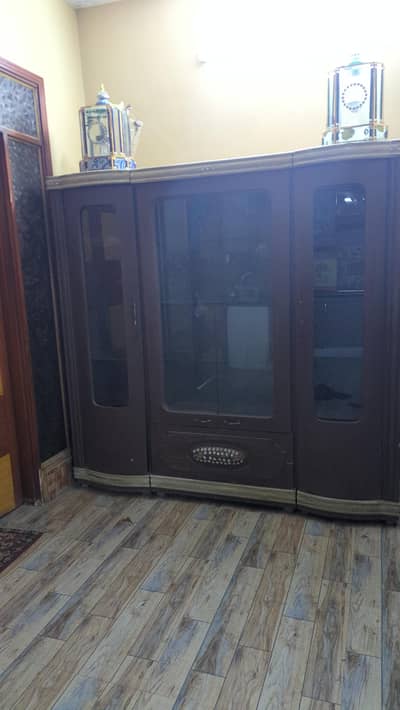 Wooden Room Divider with Glass Panels – 3 Section – strong wood