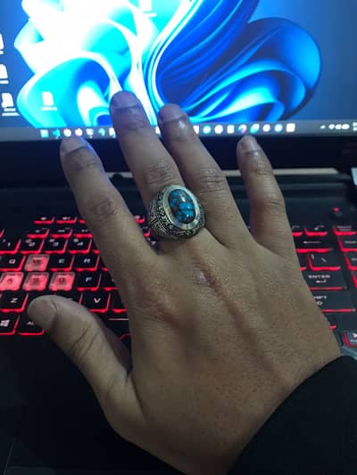 Rare Iranian Nishapur Matrix Turquoise Ring – 925 Silver | Rs. 50,000