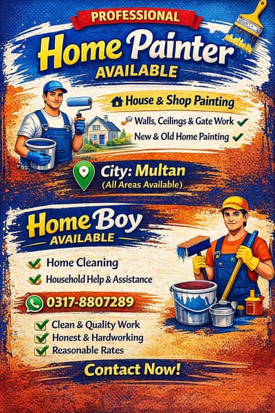 Home painter's and home boy available in Multan