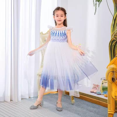 Frozen Children's Dress Flying Sleeve Lace Gradient.