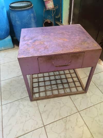 heavy iron table with drawer