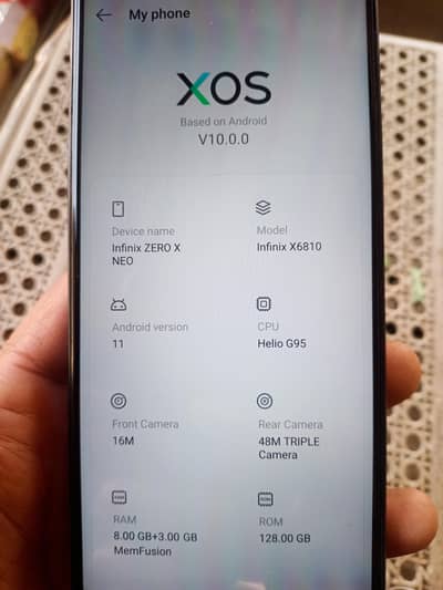 Infinix zero x neo  8/ 128  full box urgent sell