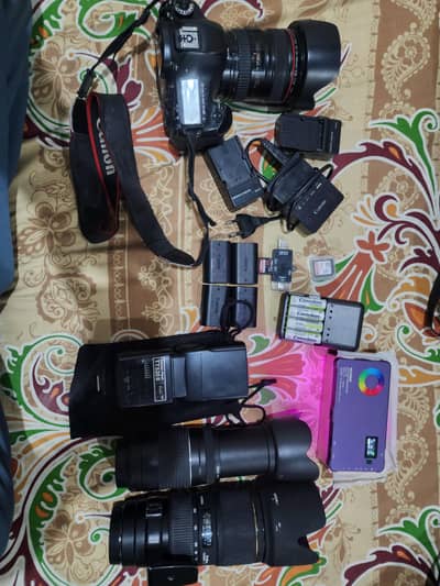 Canon 5D mark iii & 3lenses,flash,batteries,charger,tripod