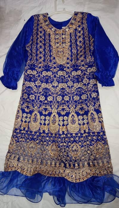 Royal blue dress |  golden embroidered | party wear