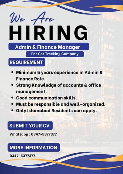 Admin & Finance Manager (Car Tracking Company)