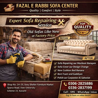 sofa repairing/fabric change/ seat repairing/sofa making /sofa poshish