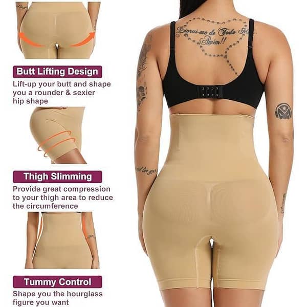 Women Tummy Control Body Shaper High Waist Stomach Girdles Thigh Slimmer (Beige) Women Shapewear