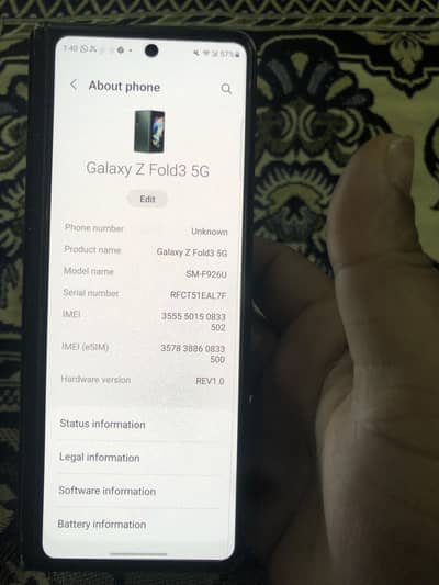 Samsung Zfold 3 12gb ram 256 memory best off pubg player