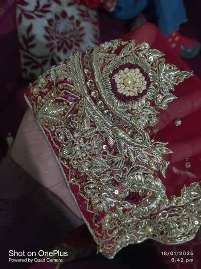 red color bridal langha, dupatta, potli, short Shrit New condition
