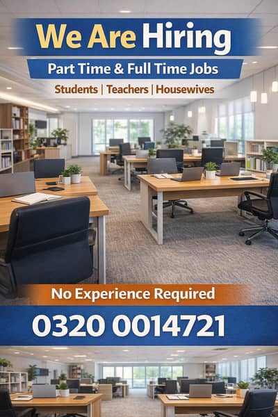 Part time ,Online work , Office work , available