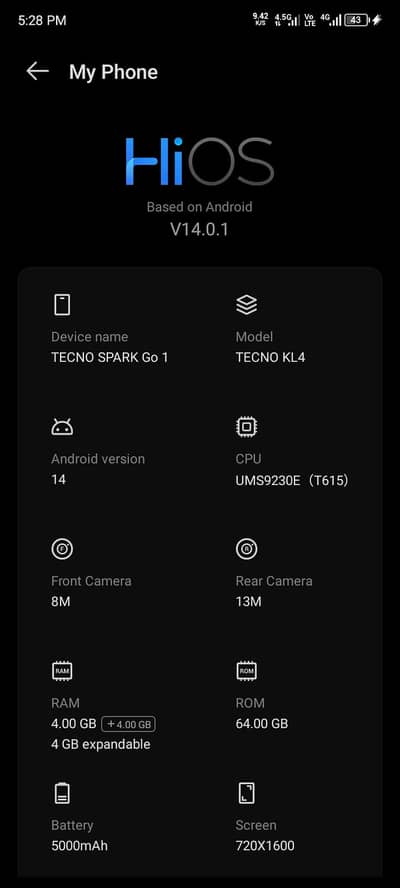 tecno spark go1 exchange possible