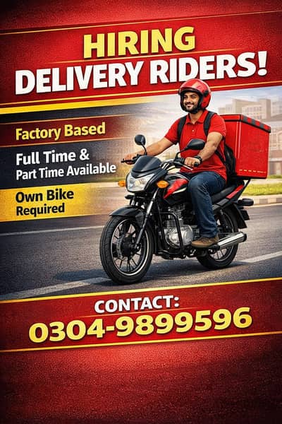 Delivery Rider required near ChungiAmar Sadhu