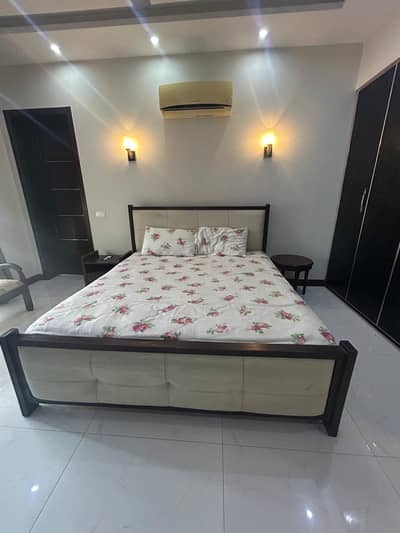 King size bed wood and leather