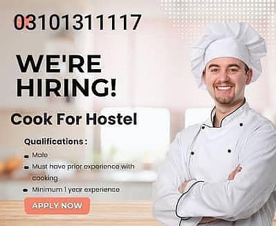 Hostel Cook cum Warden Required (Full-Time)