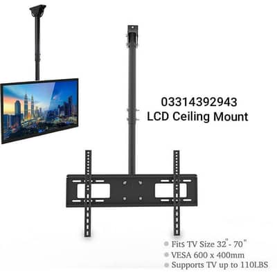 LCD tv ceiling mount stand adjustable height led wall mount