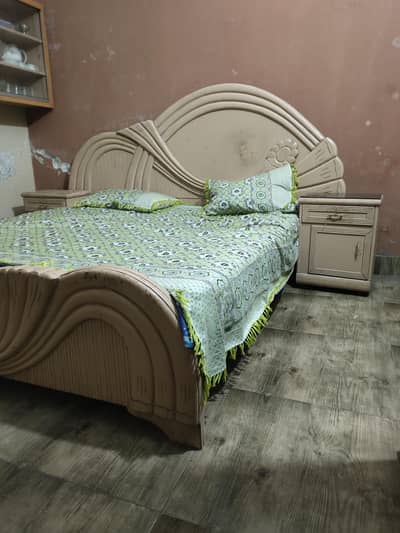 King Size Bed with Side tables and Mattress for Sale