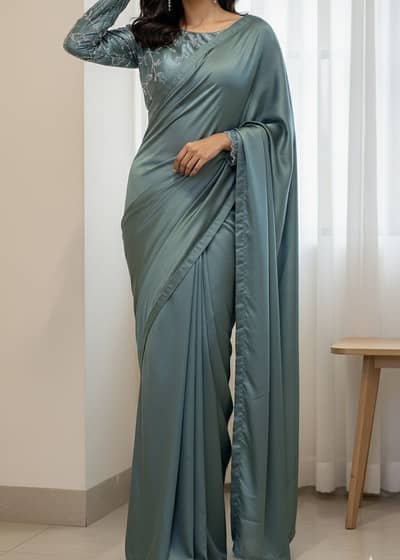 Embroidered silk saree