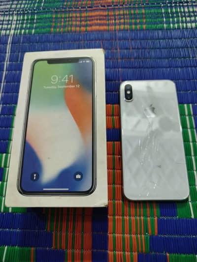 iPhone x 256gb PTA official approved h with box penal per wait spot h