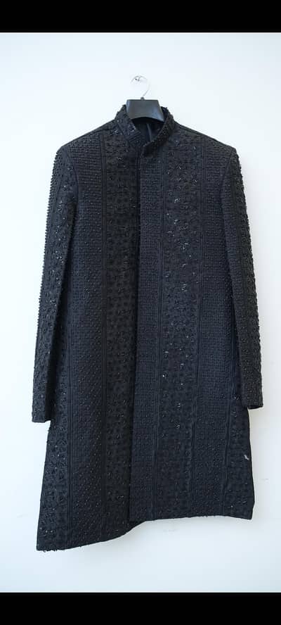 Black Shirwani with Qulah (Pagri)