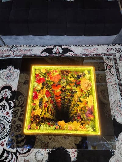 Luxury LED flower glass table available for RENT & SALE in Lahore