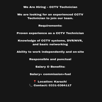 Required cctv technician