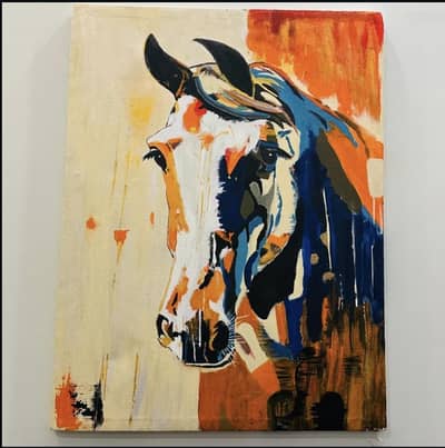 Handmade horse painting 18 ×24 inches with frame