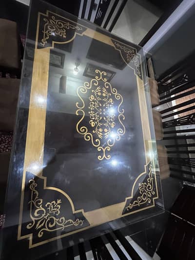 8 Seater Solid Wood Almost New Dining Table With 8mm glass