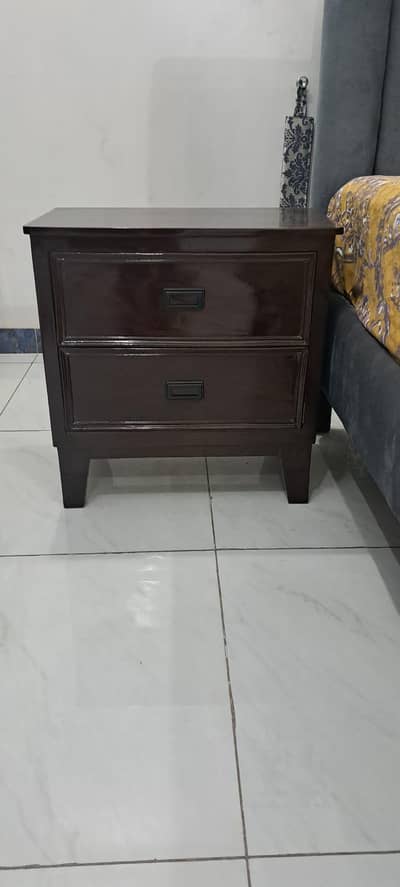 Bed, side tables,  wall mirror