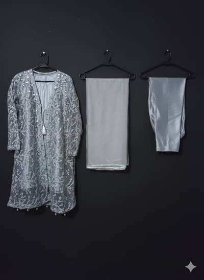 eastern dress net goun and organza inner wth net duppta