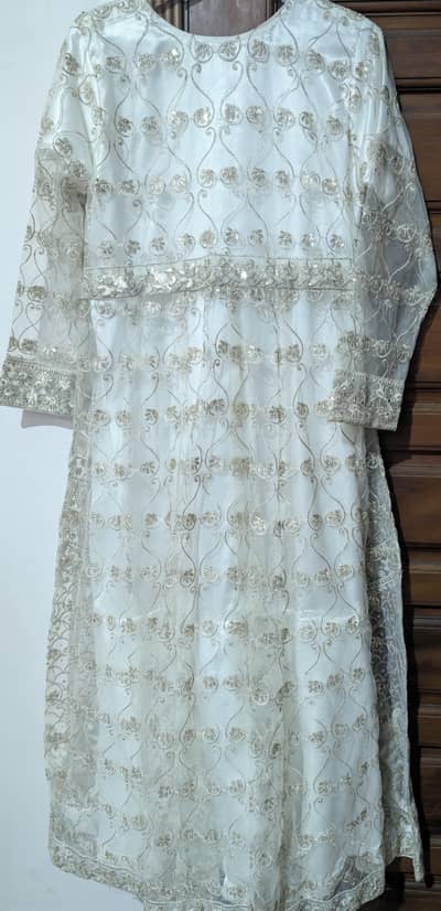White embroidered Gown heavy party wear stiched