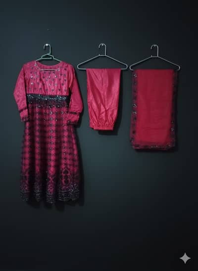 net long froke with organza duppta Eastern dress