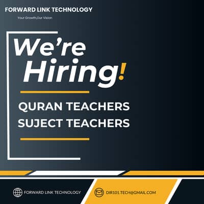 We Are Hiring Quran & Subject Teacher (office bassed)