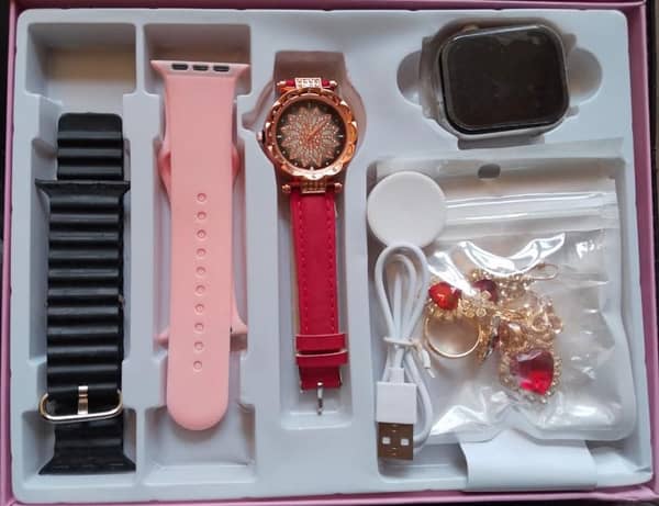 AS3 Series AMOLED Smart Watch Combo for Women – 2.02″ Big Screen | Multi-in-1 Gift Set | Smartwatch + Analog Watch + Jewelry Set