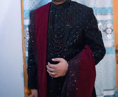 Groom Sherwani cut moti new fashion in  jet black color