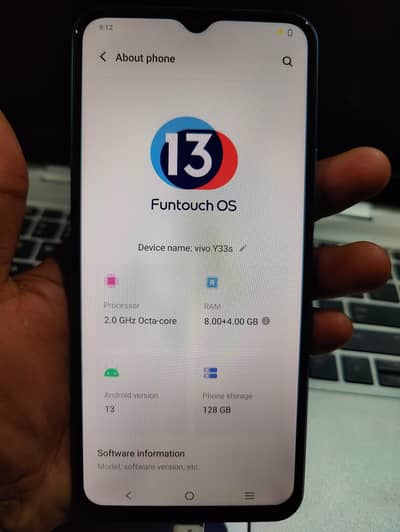 vivo y33s dual sim PTA approved 8+4 gb 128gb